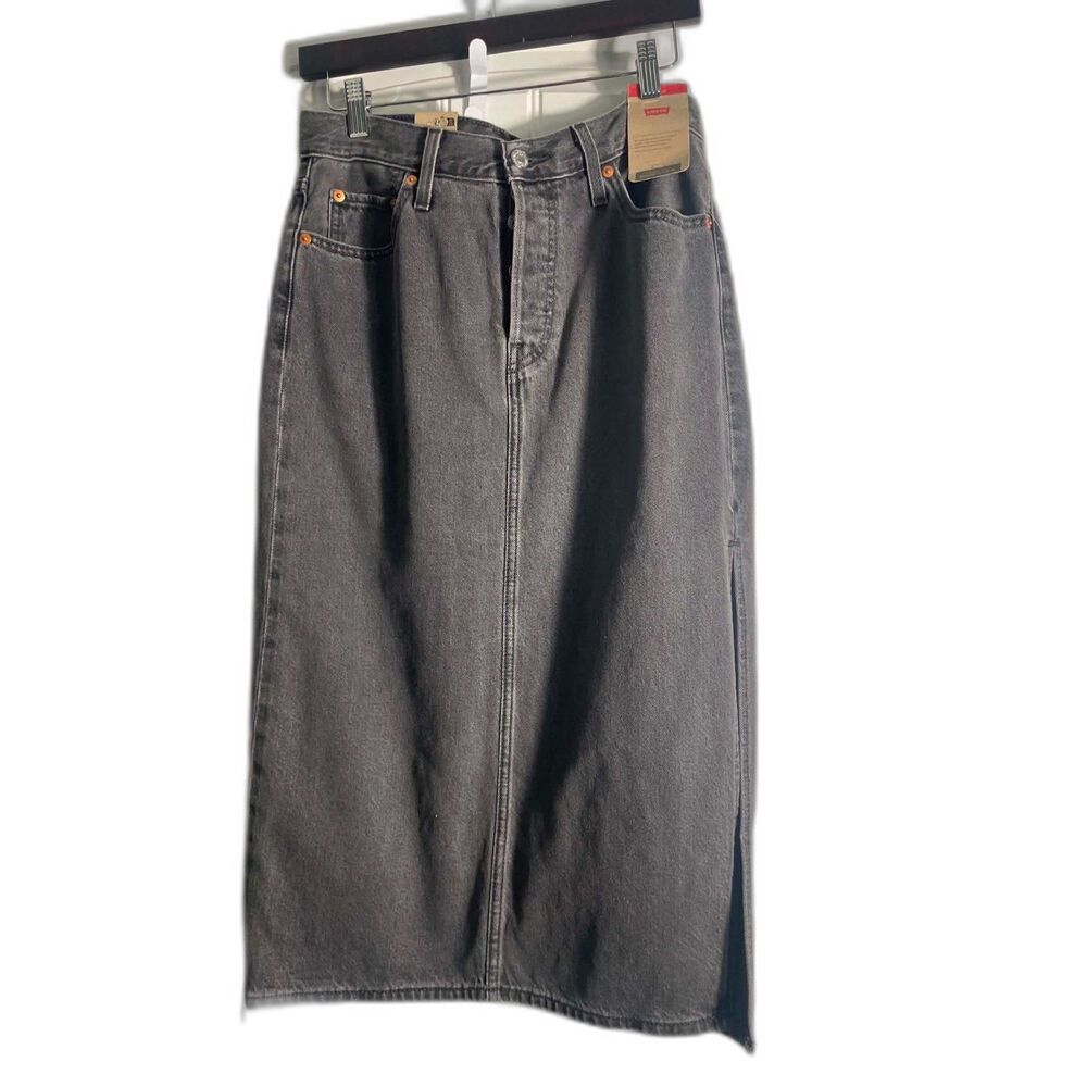 Levi's Ladies Denim Black Size 25(XS/S), Side Slit Skirt NWT